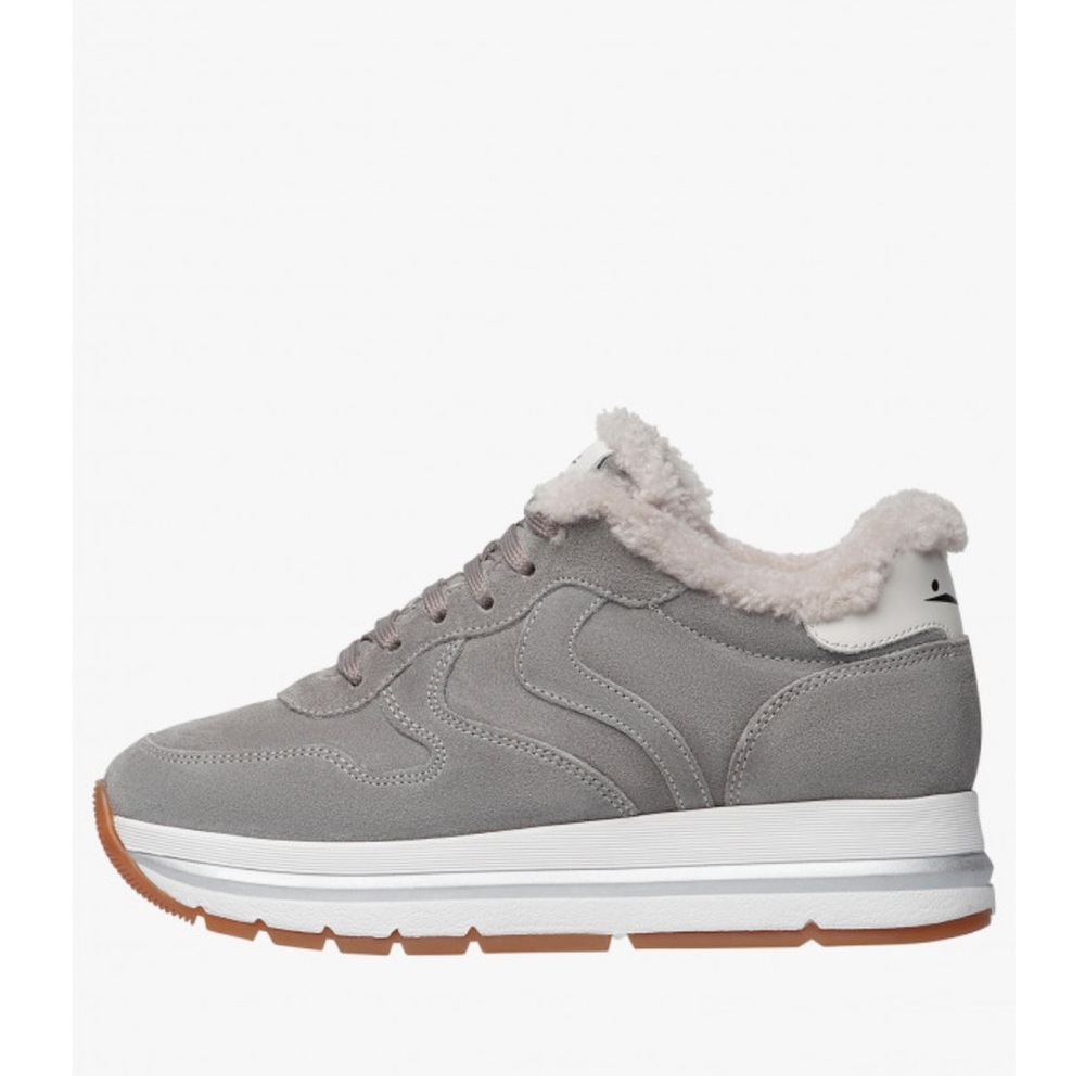 NWT VOILE BLANCHE MARAN Fur Suede Sneakers in Grey - Picture 1 of 16